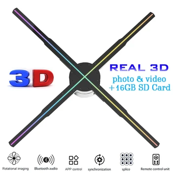 Nova 3D HD Fan Holografski Projektor Prostim Očesom 3D Holografski Projektor Daljinsko Oglaševanje Zaslon Podpirajo slik, Video Gif logotip