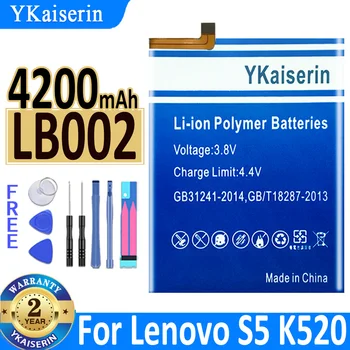 4200mAh YKaiserin Baterije Top blagovne Znamke Novih LB002 Baterija Za Lenovo S5 K520 K520T Baterij Brezplačna Orodja, Bateria