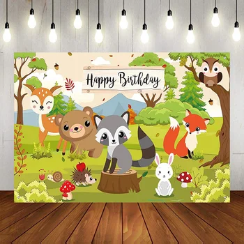 Gozd Gozdni Prijatelji, Živali, Drevesa, Gore Happy Birthday Party Fotografija Ozadje Ozadje Banner Dekoracijo Baby Tuš