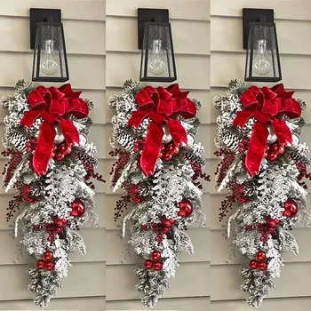 Nekosmičena, PVC, Božični Okraski, Cvetlični Venec Trte, ki Visi Garland Umetne Obrti Drevo Vrata Domov Umetnosti Navidad Počitnice Dekor